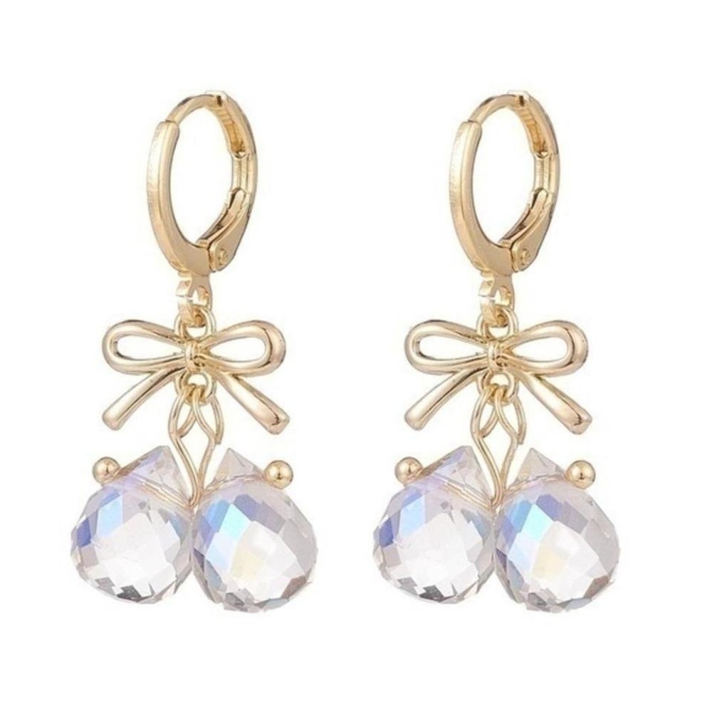 Elegant Gold Bow Crystal Earrings